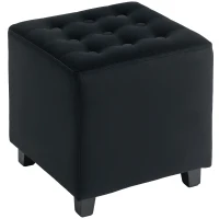 HOMCOM Velvet-Feel Square Ottoman - Grey(m-1)
