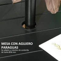 Outsunny Mesa de Jardín Redonda de Acero para 4 Personas con Orificio para Sombrilla Ø38 mm Estable y Resistente Ø115x72 cm Negro(m-5)