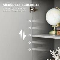 HOMCOM Credenza Moderna con 3 Armadietti e 2 Cassetti, in Legno, 106x35x76 cm, Grigio Chiaro(m-5)
