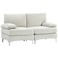 HOMCOM 2 Seater Sofa, Modern Fabric Loveseat with Spring Cushion and Metal Legs, Small Couch for Living Room, Bedroom, Home Office, Reception, Cream White(m-1)