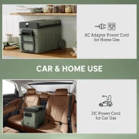 Outsunny 33L Car Fridge Freezer Dual Zone, Portable Camping Fridge 12V/24V DC & 100-240V AC, Electric Cool Box -20℃-20℃ with Wheels and LED Light, for Travel, RV, Road Trip, Picnic [Energy Class E](m-5)