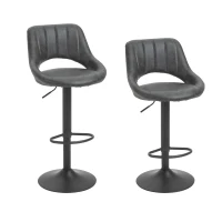HOMCOM Bar Stools Set of 2, PU Leather Swivel Barstools with Backrest and Footrest for Kitchen, Counter, Breakfast Bar, Grey(m-10)