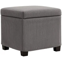 HOMCOM Storage Ottoman Bench, Corduroy Footstool with Removable Lid and Legs, 40cm Storage Chest Box for Living Room, Bedroom, Hallway, Grey(m-1)