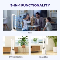 HOMCOM Multi-Mode Bladeless Tower Fan and Humidifier - White(m-4)