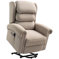 HOMCOM Velvet-Feel Electric Riser Recliner Chair - Khaki
