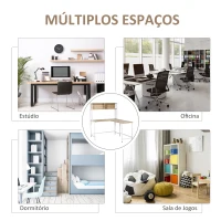 HOMCOM Secretária em Forma de L Multifuncional Secretária para Escritório ou Estúdio com Prateleiras Altas Amplo Espaço Estilo Minimalista 140x125x149cm Madeira e Branco(m-7)