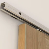 HOMCOM Ferragens para Porta de Correr 200 cm Kit de Ferragens Trilho de Madeira e Acessórios de Liga de Alumínio Marrom(m-9)