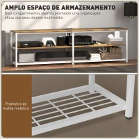 HOMCOM Móvel de TV com Luzes LED Controlo Remoto Extensão e 2 Compartimentos Móvel para Televisores de até 65 Polegadas 159x29x46,5 cm Madeira(m-6)