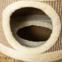 PawHut Arranhador em Forma de Cilindro para Gatos com 3 Níveis Plataforma e Caverna Confortável 37,5x37,5x70 cm Marrom Claro e Bege(m-9)