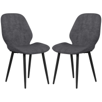 HOMCOM Velvet Dining Chairs, Set of 2 Dining Room Chairs with Metal Legs for Living Room, Dining Room, Grey