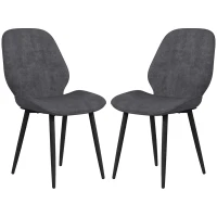 HOMCOM Velvet Dining Chairs, Set of 2 Dining Room Chairs with Metal Legs for Living Room, Dining Room, Grey(m-1)