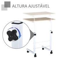 HOMCOM Mesa de computador para Hogar escritorio Altura Ajustável Mesa Compacta com Rodas 60x40x68-78cm Cor Branco(m-5)
