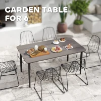 Outsunny Garden Table, Outdoor Dining Table for 6 People, 160 x 90 x 74 cm, with Rust Resistant Metal Frame, WPC Top, for Balcony, Terrace, Dark Grey(m-4)