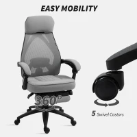 Vinsetto Office Chair with Footrest, High Back Swivel Desk Chair with Adjustable Height and Headrest for Home Office, Dark Grey(m-7)