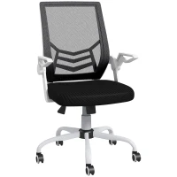 Vinsetto Mesh Office Chair, Computer Desk Chair with Flip-up Armrests, Lumbar Back Support and Swivel Wheels, Black(m-1)