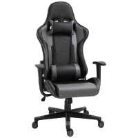 Vinsetto Gaming Chair, Computer Desk Chair, Racing Chair with Adjustable Height, Head Pillow and Lumbar Support for Adults, Black(m-1)