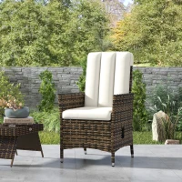 Outsunny 105°-150° Reclining Rattan Chair - Cream(m-8)