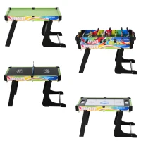 HOMCOM Mesa de Jogos Dobrável 4 em 1 Matraquilhos Hóquei de Mesa Bilhar Pingue-Pongue e Acessórios Incluídos 86,5x43,5x64 cm Multicor(m-10)