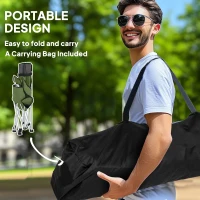 Outsunny Set of 2 Reclining Folding Camping Chair w/ Detachable Footrest, Storage Bag, Cup Holder & Headrest, Lightweight Portable Camp Chair for Beach, Picnic, Olive Green and Grey(m-6)