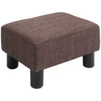 HOMCOM Linen Fabric Footstool Ottoman Cube with 4 Plastic Legs, Brown(m-1)