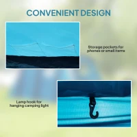 Outsunny Inflatable 3-4 Man Tunnel Tent w/ Air Pump, Living Area & Vestibule, Waterproof Family Camping Air Tent w/ Sewn In Groundsheet & Removable Footprint for Camping, Hiking, Blue(m-8)