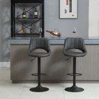 HOMCOM Bar Stools Set of 2, PU Leather Swivel Barstools with Backrest and Footrest for Kitchen, Counter, Breakfast Bar, Grey(m-2)