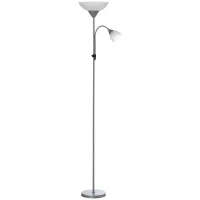 HOMCOM LED Floor Lamp for Living Room, 180cm Tall Standing Lamp, Mother and Child Uplighter with Adjustable Gooseneck, Silver Tone(m-1)
