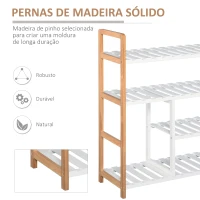 HOMCOM Sapateira multiuso com 4 níveis Máximo 11 pares com compartimento para botas altas Prateleira para sapatos Madeira maciça de pinho 68x26x78 cm Branco(m-6)