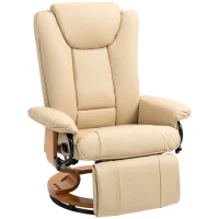 HOMCOM Faux Leather Recliner Chair - Beige(m-1)