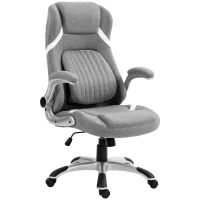 Vinsetto Linen-Look Office Chair, with Adjustable Height and Tension - Grey(m-1)