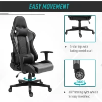 Vinsetto Gaming Chair, Computer Desk Chair, Racing Chair with Adjustable Height, Head Pillow and Lumbar Support for Adults, Black(m-7)