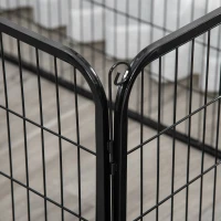 PawHut Parque para Animais de Estimação Retangular Gaiola para Cães 4 Paineis de Metal com Porta e Dupla Fechadura Cerca de Treinamento 129x84x70cm Preto(m-8)