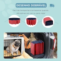PawHut Piscina Dobrável para Cães Ø140x30 cm Banheira Portátil para Animais de Estimação Antiderrapante PVC Multiusos Cor Vermelho(m-5)