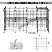 PawHut Recinto de Metal para Pequenos Animais de Estimação com 36 Painéis Desmontável DIY 146x73x73 cm Preto(m-4)