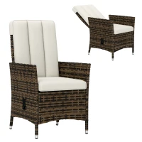 Outsunny 105°-150° Reclining Rattan Chair - Cream(m-10)