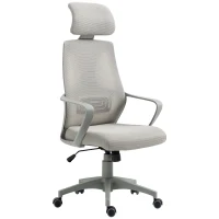 Vinsetto Ergonomic Office Chair, High Back Computer Chair, Mesh Desk Chair with Lumbar Support, Headrest, Wheel, Adjustable Height, Grey(m-1)