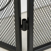 HOMCOM Frente para Lareira de 3 Painéis Dobrável com Dobradiças Estrutura Metálica e Malha Decorativa 132,5x76,5cm Preto(m-8)