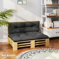 Outsunny Palettenkissen 2er Set Sitzkissen Palettenpolster mit Getuftetem Design Rückenlehne 120 x 77 x 10 cm Dunkelgrau(m-8)