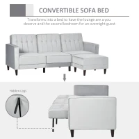 HOMCOM L Shape Sofa Bed Set with 3-Seater Sofa and Footstool, Corner Sofa Bed with Ottoman, Light Grey(m-4)