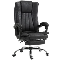 Vinsetto Home Office Chair Microfibre Desk Chair with Reclining Function Armrests Swivel Wheels Footrest Black(m-1)