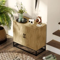 HOMCOM Buffet meuble de rangement 2 portes avec étagère intérieur réglable en hauteur 80l x 40P x 78H cm, bois naturel(m-7)