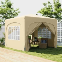 Outsunny 3 x 3m Pop-Up Gazebo Shelter, with Accessories - Sand(m-2)
