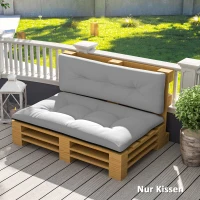 Outsunny Palletkussen Set van 2, Zitkussen & Rugleuning met Getuft Ontwerp, 120 x 77 x 10 cm, Lichtgrijs(m-2)