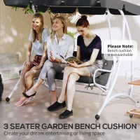 Outsunny 3 Seater Bench Pad, Garden Chair Cushion with Back and Ties for Indoor and Outdoor Use, 98 x 150 cm, Black(m-7)