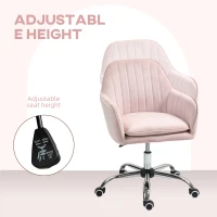 HOMCOM Velvet-Feel Tub Office Chair, with Seat Cushion - Pink(m-6)