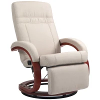 HOMCOM 135° Manual Reclining Swivel Chair, with Footrest - Beige(m-1)
