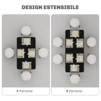 HOMCOM Tavolo Allungabile 4-6 Posti Espandibile da 120-160 cm con Gambe in Acciaio, Nero(m-4)