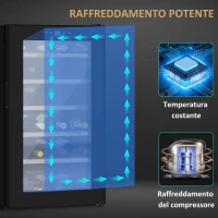 HOMCOM Cantinetta Vino Frigo per 24 Bottiglie, Capacità 65L, Controllo Temperatura e Ripiani Estraibili, Nero(m-9)