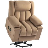 HOMCOM Velvet-Feel Electric Riser, Recliner and Massage Armchair - Light Brown(m-1)