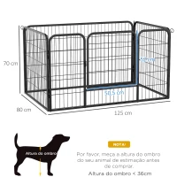 PawHut Parque para Animais de Estimação Retangular Gaiola para Cães 4 Paineis de Metal com Porta e Dupla Fechadura Cerca de Treinamento 129x84x70cm Preto(m-3)